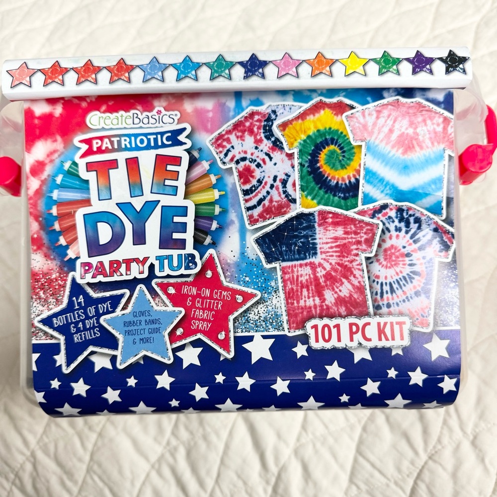 Create BasicsTie Dye Party Tub 101 Piece  Multiple Colors Crystals Glitt…